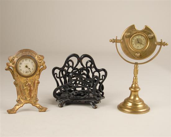 Appraisal: Three Desk Accessories a Westclox Art Deco clock brass with