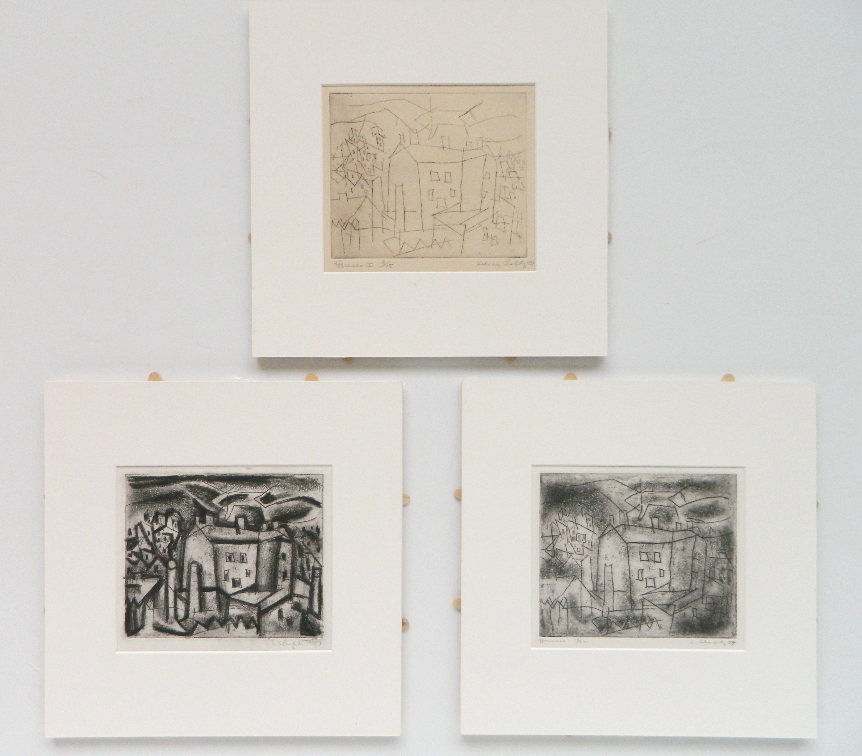 Appraisal: Sidney Chafetz American - ''Houses''- drypoints editions of all signed