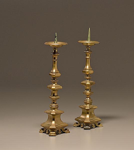 Appraisal: DUTCH BRASS PRICKET CANDLESTICKS A PAIR ca - A pair