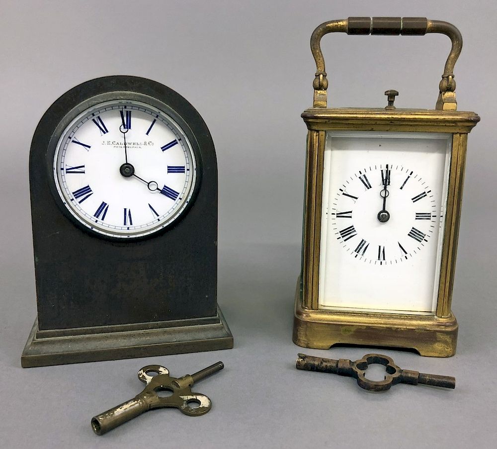 Appraisal: French Carriage Clock Metal Chelsea Clock French carriage clock h