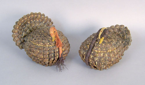 Appraisal: Two Coushatta Indians pine cone turkey baskets h x w