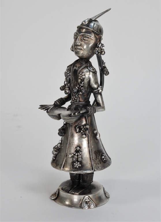 Appraisal: SOUTH EAST ASIAN FIGURAL SILVER ALLOY RATTLE South East Asia