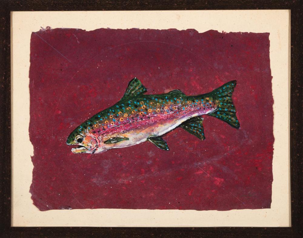 Appraisal: William Dunlap American Mississippi b Trout Rouge pigment painting on