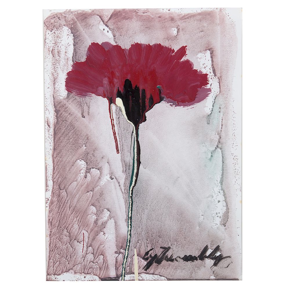 Appraisal: Cy Twombly Flower mixed media on paper American - Oil