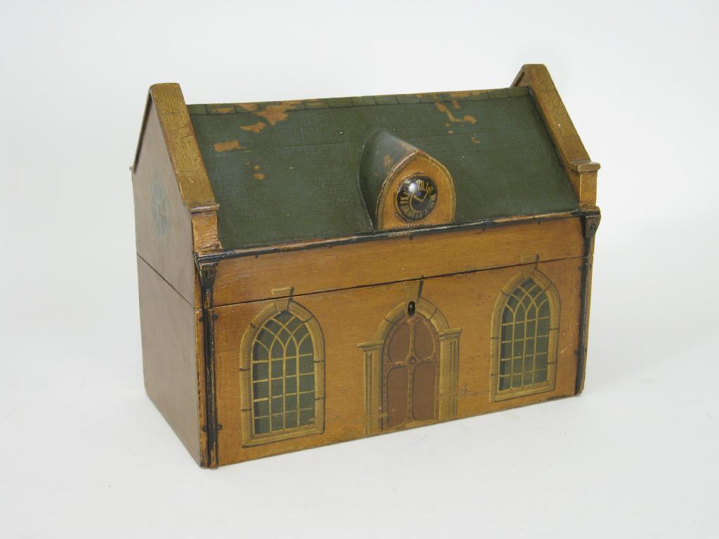 Appraisal: A painted folk art Caddy in the form a Chapel