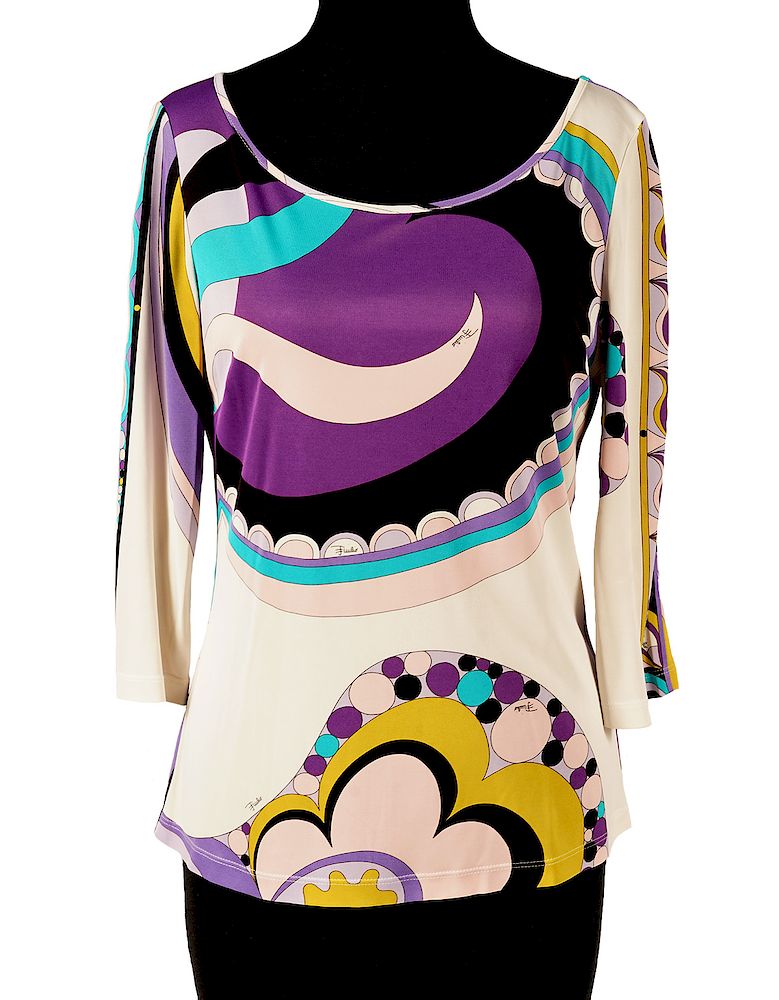 Appraisal: Emilio Pucci Top Multi-Color Size Emilio Pucci top with sleeves