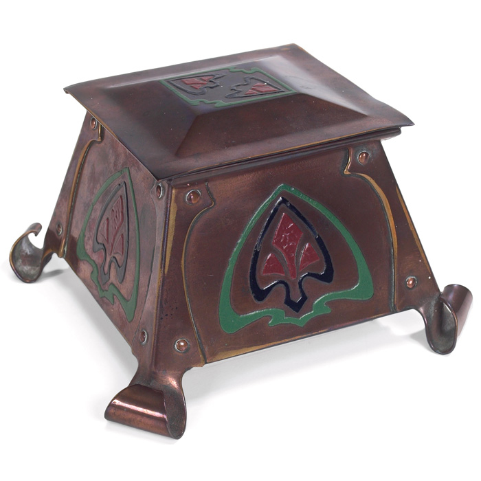 Appraisal: The Art Crafts Shop inkwell bronze with a colorful enameled