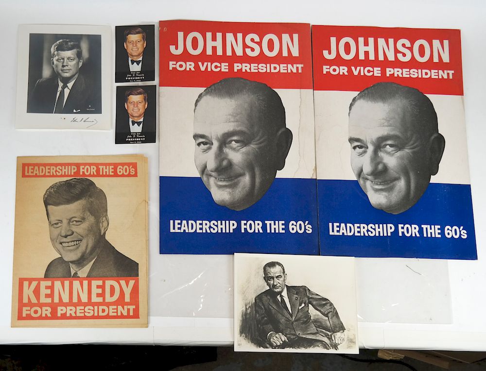 Appraisal: JFK and LBJ Poster and Paper Lot Pair of Vote