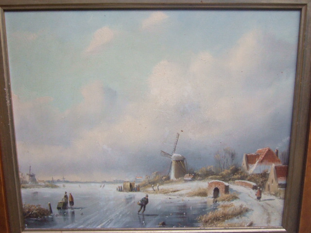 Appraisal: Dutch School late th century Frozen winter landscapes a pair