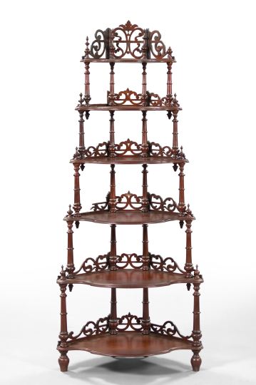 Appraisal: American Rococo Revival Walnut Corner Etagere third quarter th century