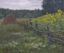 Appraisal: Aleksey Hudiakov Russian Contemporary Next to the Village Boarder Fence