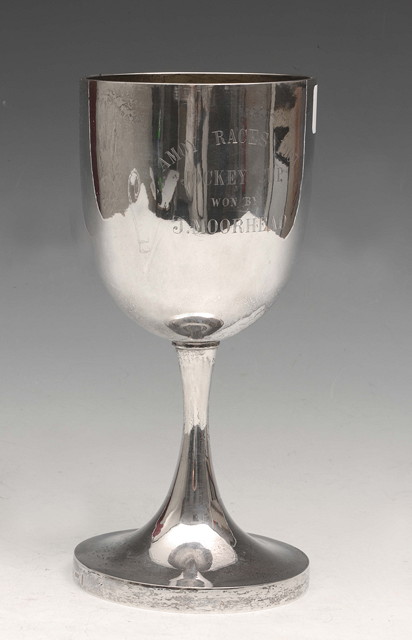 Appraisal: A LARGE CHINESE SILVER GOBLET on tapering stem with pedestal