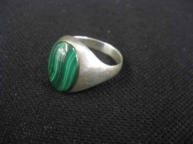 Appraisal: Malachite Sterling Silver Ring rich cabachon