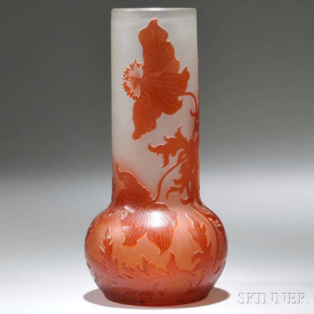 Appraisal: Gall Vase Cameo glass France early th century Tall cylindrical