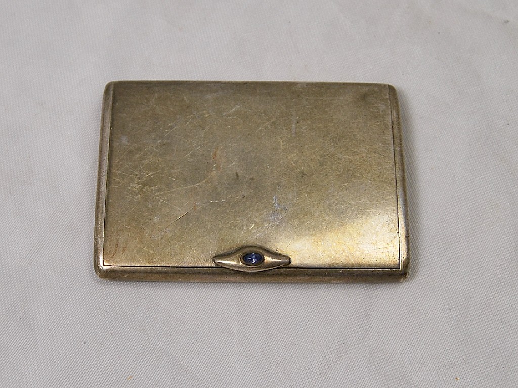 Appraisal: Rectangular silver card case hinged lid having gilt interior and