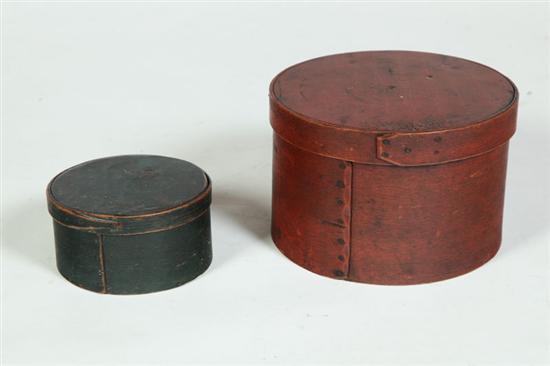 Appraisal: TWO PANTRY BOXES American nd half- th century Round bentwood