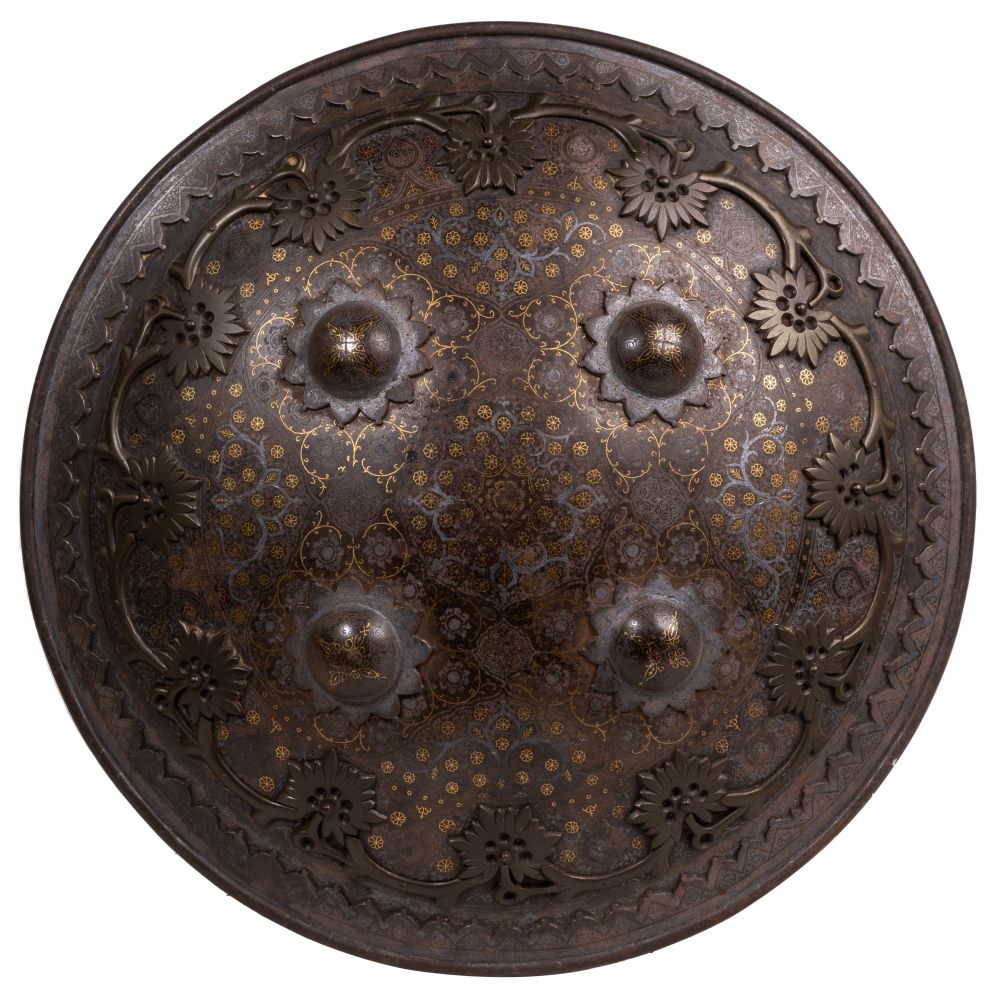 Appraisal: INDO-PERSIAN DAHL METAL SHIELDForged from steel having a convex shape