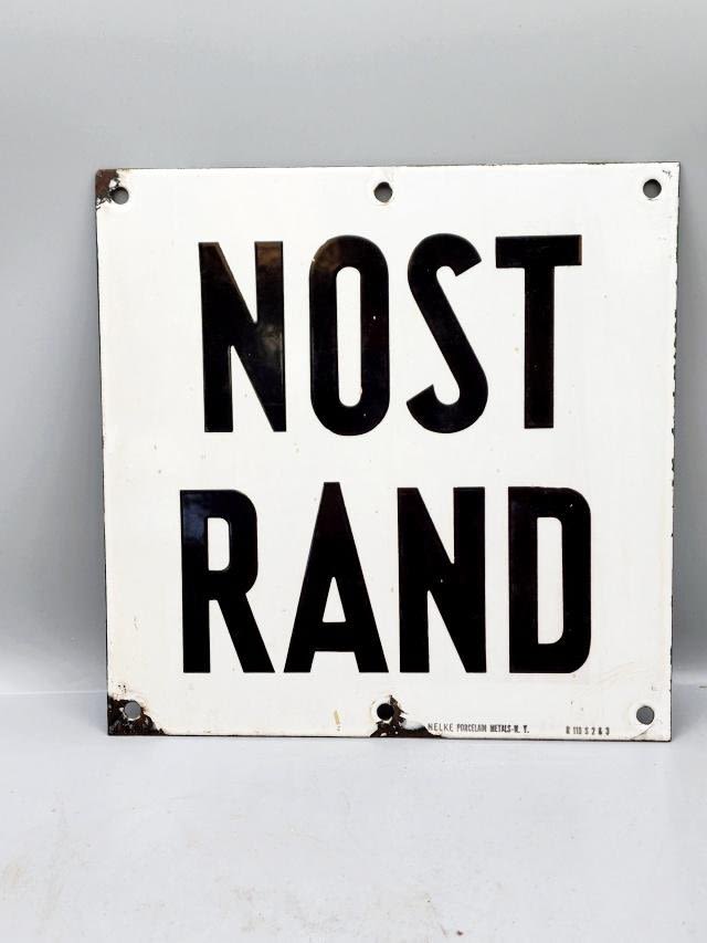 Appraisal: Antique Porcelain Enamel NYC Subway Sign reads NOSTRAND Measures x