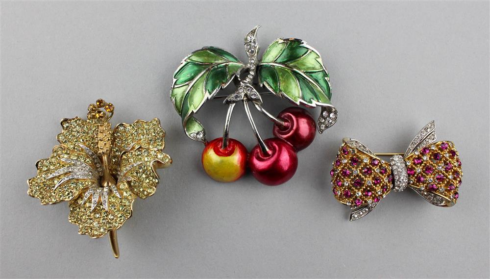 Appraisal: EARLY BOUCHER CHERRIES BROOCH AND A BOUCHER FLOWER AND A