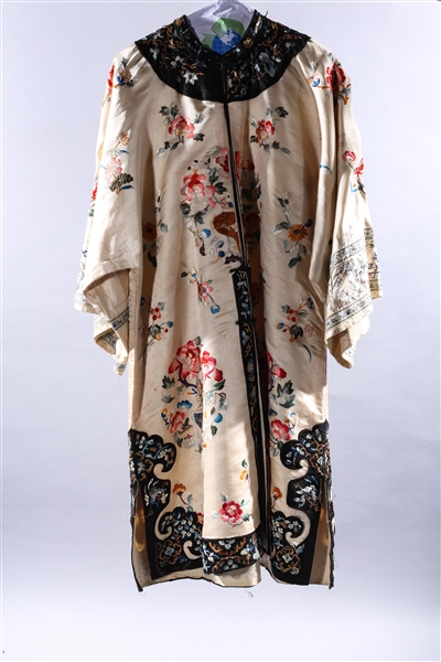 Appraisal: Antique Chinese embroidered silk robe c x approx Condition stains