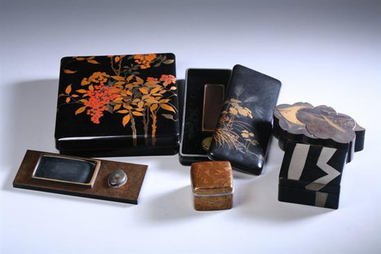 Appraisal: JAPANESE BLACK LACQUER WRITING BOX SUZURIBAKO th century Fruit and