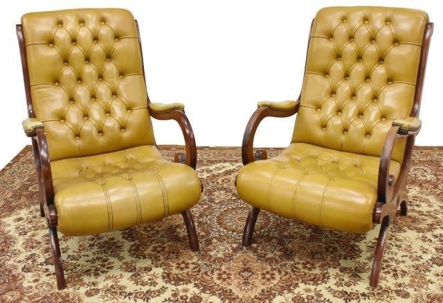 Appraisal: pair English Campeche armchairs th c having a mahogany frame