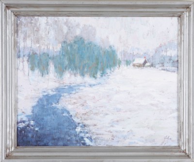 Appraisal: Winter Landscape Bedminster acrylic on masonite x SLL Hahn Artist