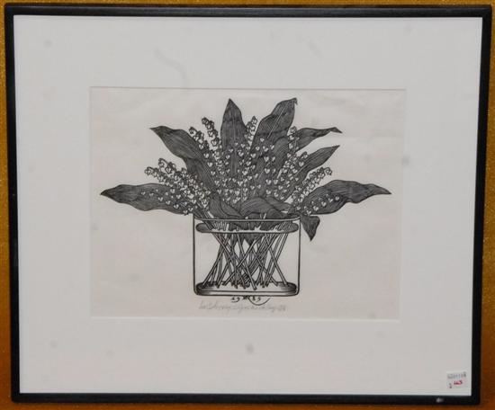 Appraisal: JACQUES HNIZDOVSKY - Woodcut on paper Lillies of the Valley