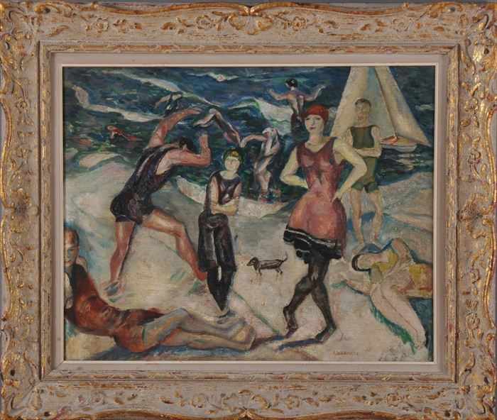 Appraisal: ABRAHAM WALKOWITZ - BATHERS Oil on panel x in signed