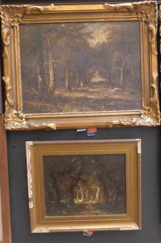 Appraisal: PAUL MANZONI PAIR OF WOODLAND SCENES OIL ON BOARD