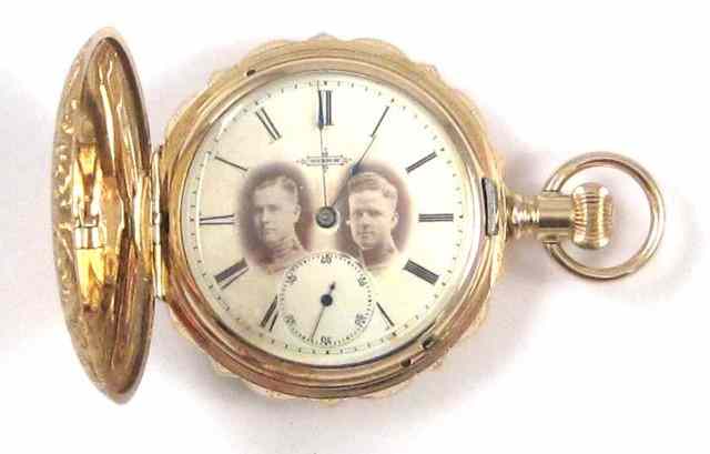 Appraisal: AN ELGIN DOUBLE PORTRAIT HUNTER CASE POCKET WATCH model size