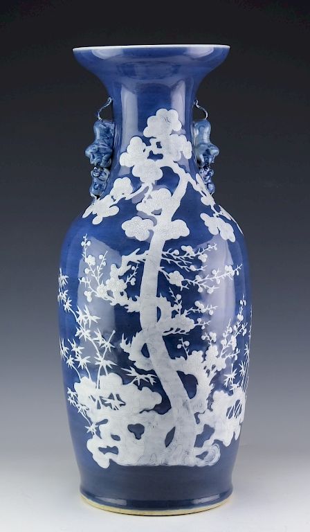 Appraisal: Vintage Chinese Export Blue White Porcelain Vase Crafted of fine