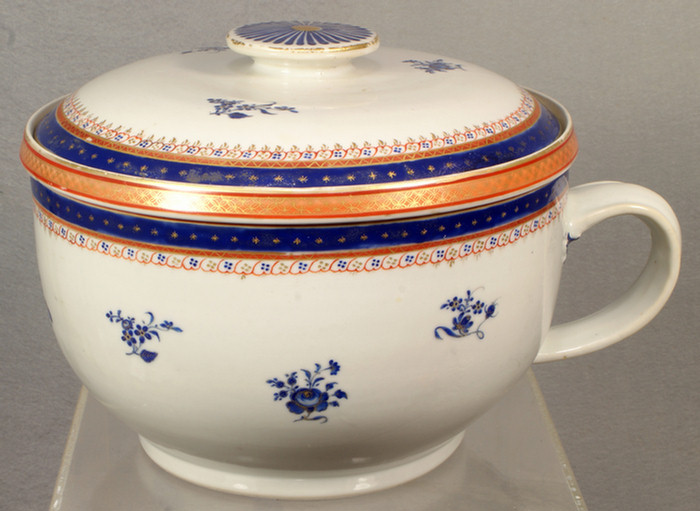 Appraisal: Chinese export porcelain chamber pot with blue floral swags with