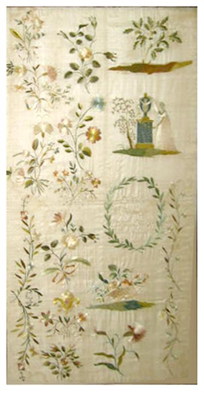 Appraisal: A silkwork sampler potsdam april Variety of floral sprays floral