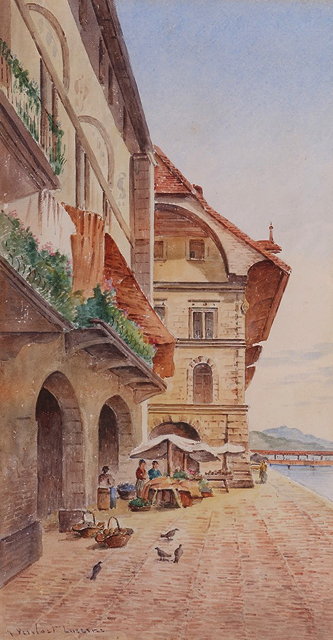 Appraisal: FRANZ VERVLOET - 'Lucerne' signed and inscribed with title watercolour