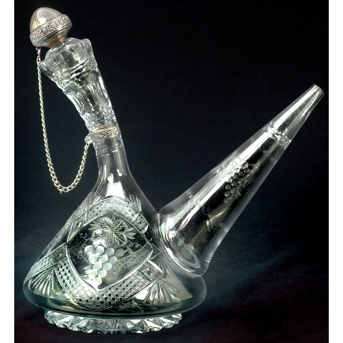 Appraisal: Cut Glass decanter unusual form with long spout and bent