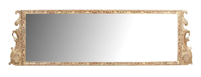 Appraisal: A Regency carved giltwood and parcel-gilt overmantel mirror The leaf