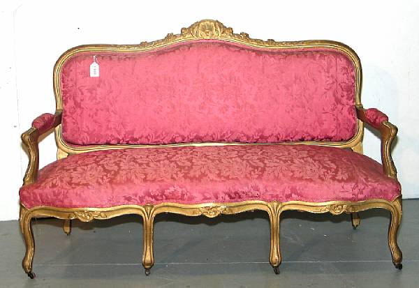 Appraisal: A Louis XV style giltwood settee mid th century height