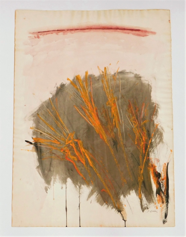 Appraisal: DOROTHY HELLER ABSTRACT WHEAT PAINTING New York th CenturyAbstract composition