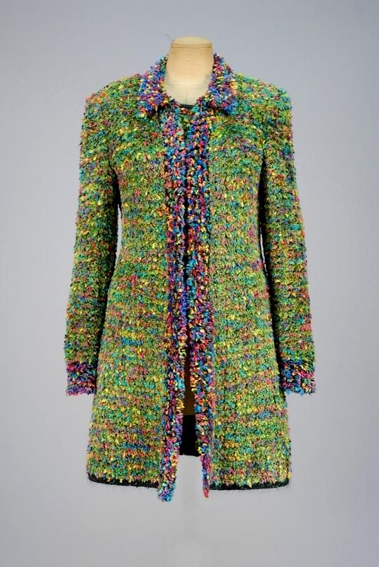 Appraisal: CHANEL COLORFUL KNIT JACKET and TANK TOP Knee-length jacket in