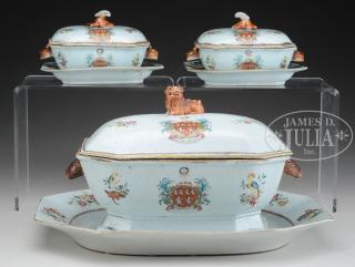 Appraisal: IMPORTANT LOT OF THREE CHINESE EXPORT ARMORIAL TUREENS WITH UNDERPLATES