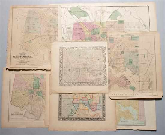 Appraisal: Maps Seven items depicting Baltimore City including two Colton maps