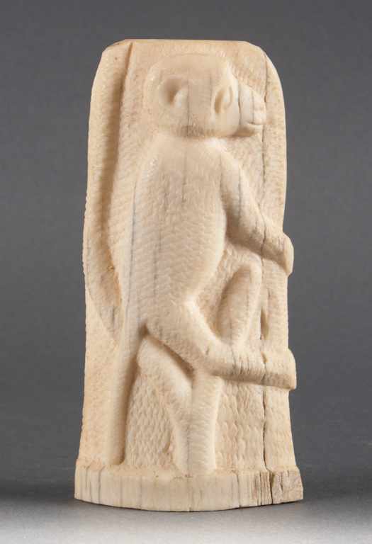 Appraisal: African carved bone relief image of a monkey late th