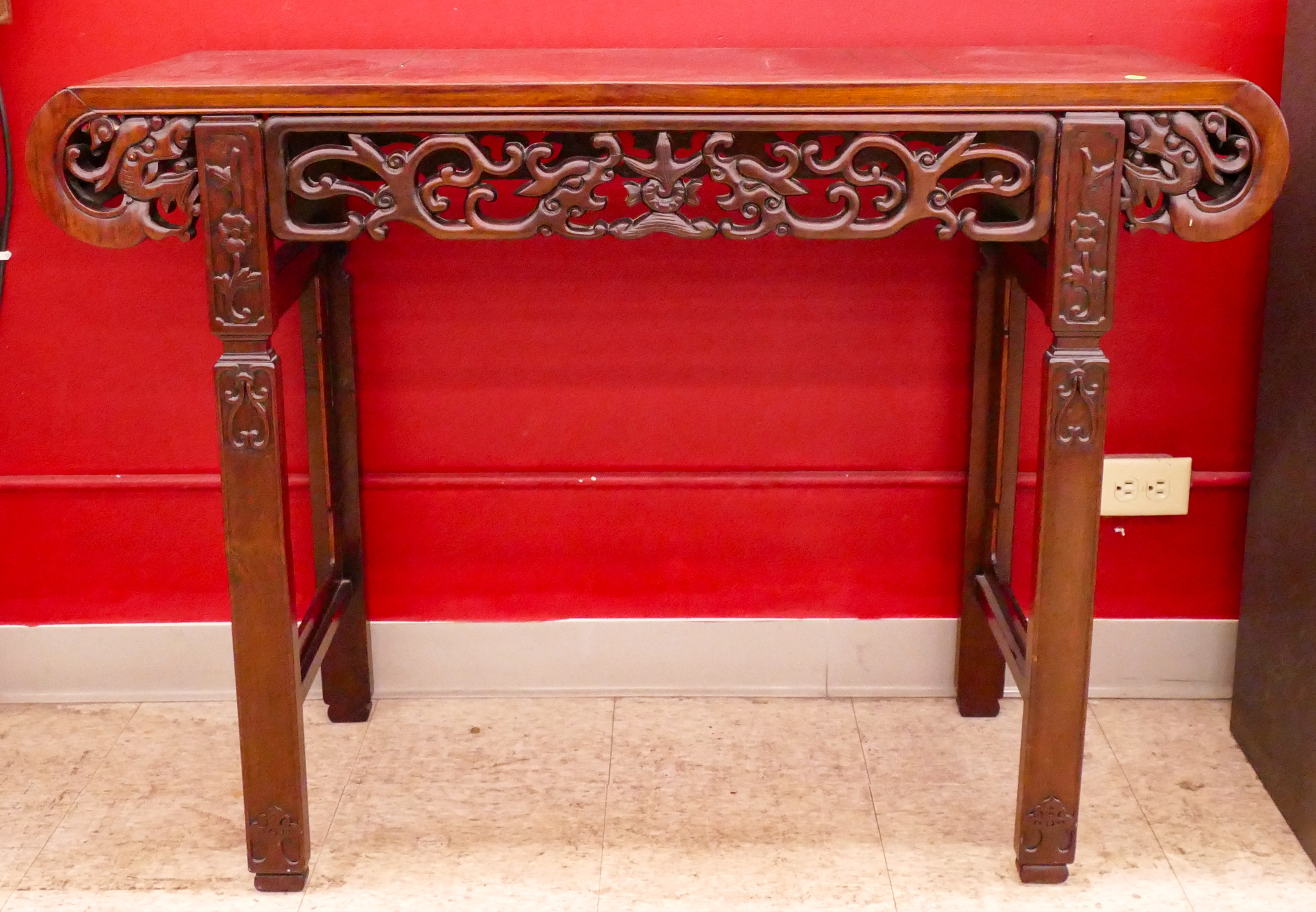 Appraisal: Antique Chinese Rosewood Carved Dragon Altar Table- x x ''