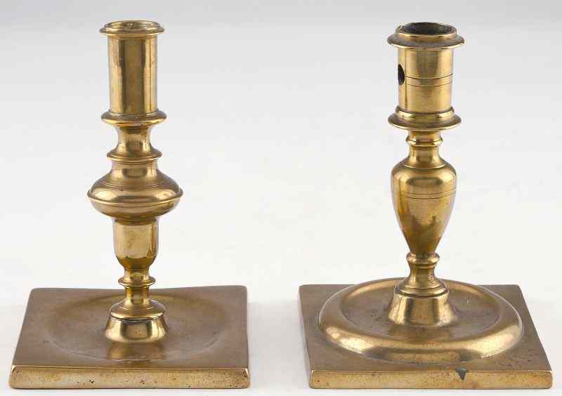 Appraisal: Two Continental Turned Brass Candlestickslikely Spanish circa one stamped ''CMSo