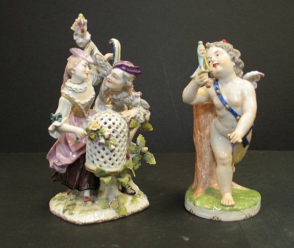 Appraisal: Two German porcelain groups late th century The first after