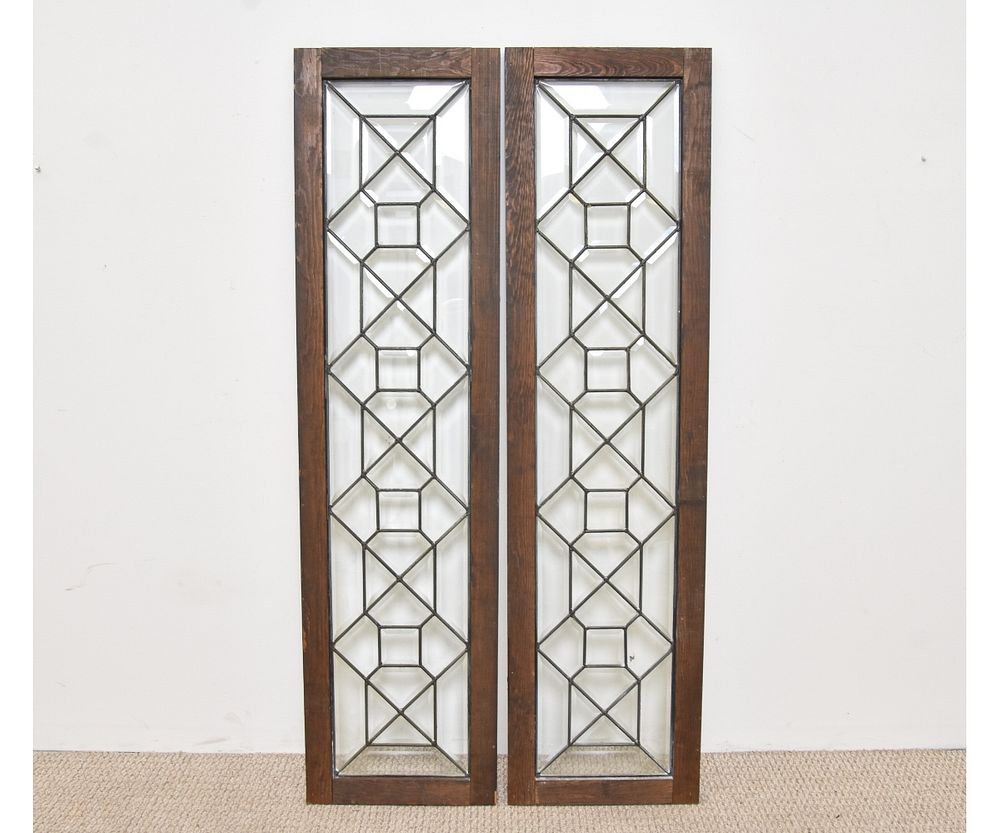 Appraisal: Pair of Beveled Glass Doors Pair of beveled glass leaded