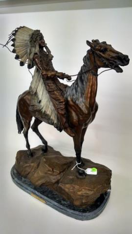 Appraisal: After Carl Kauba Vienna - bronze sculpture entitled Mounted Indian