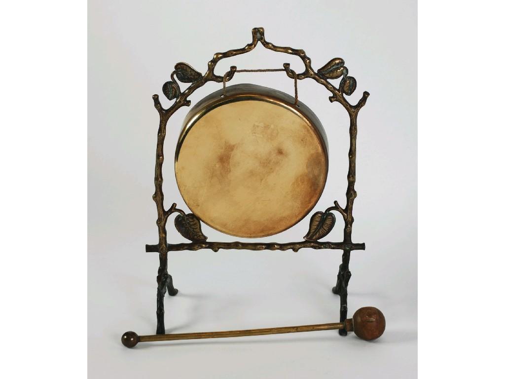 Appraisal: VICTORIAN BRASS DINNER GONG ON STAND WITH BEATER the circular