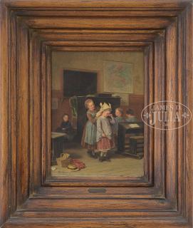 Appraisal: THEOPHILE EMMANUEL DUVERGER French - CLASSROOM ANTICS Oil on mahogany